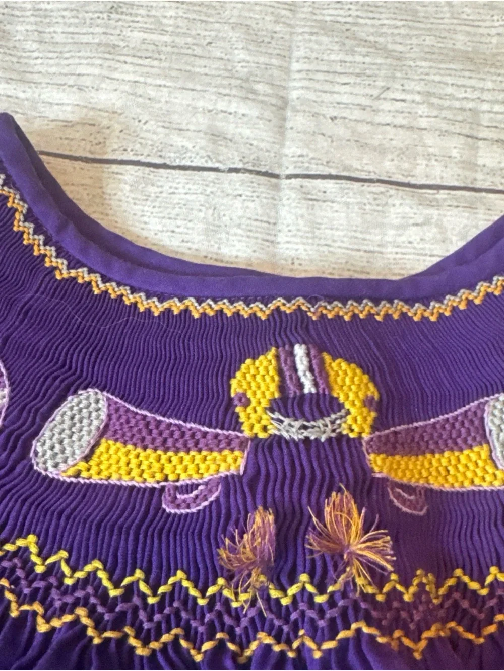 Rosalina Smocked Purple Gold Dress 5 Football LSU